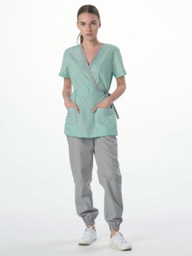 Костюм женский MedLine Арина (тк.Смесовая,120), серый/мятный