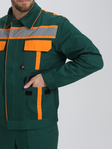 Костюм Итрорис-1 СОП (тк.Саржа,250) брюки, т.зеленый/оранжевый