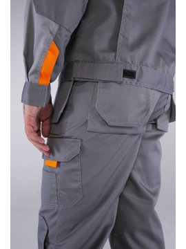 Костюм Драга-1 (тк.Смесовая,240) брюки, серый/св.серый/оранжевый