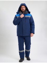 Костюм зимний Квайл-1 СОП (тк.Смесовая,210) брюки, т.синий/васильковый