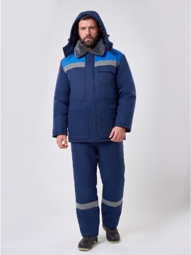 Костюм зимний Квайл-1 СОП (тк.Смесовая,210) брюки, т.синий/васильковый