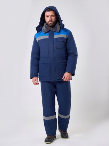Костюм зимний Квайл-1 СОП (тк.Смесовая,210) брюки, т.синий/васильковый