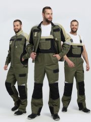 Костюм Вектрон-2 (тк.Смесовая МВО,240) п/к, хаки/черный/бежевый